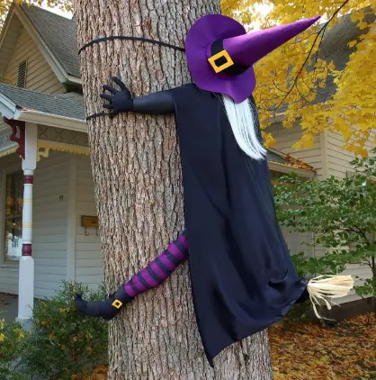 Large Crashing Witch into Tree Sculpture