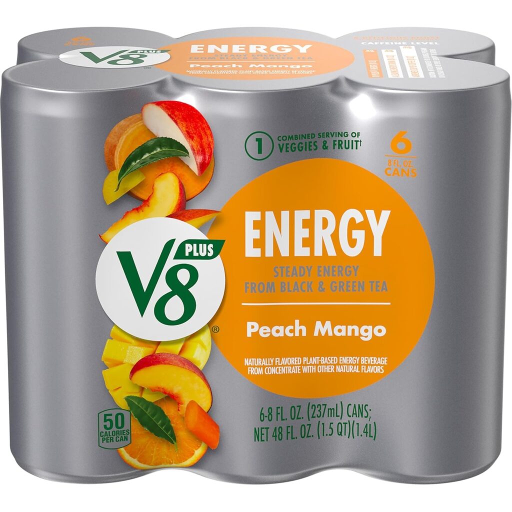 peach mango V8 energy drink
