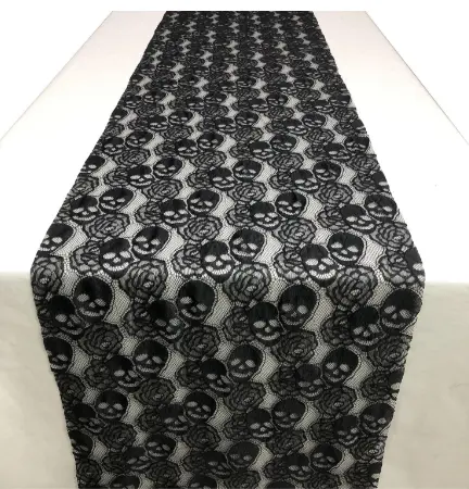 Skull and Rose Pattern Lace Table Runner